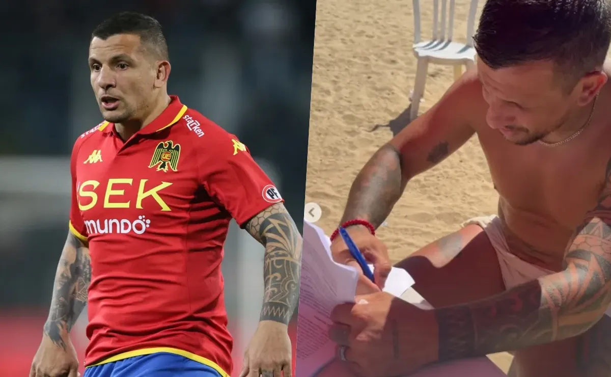 Emiliano Vecchio firma contrato con U. Española en la playa