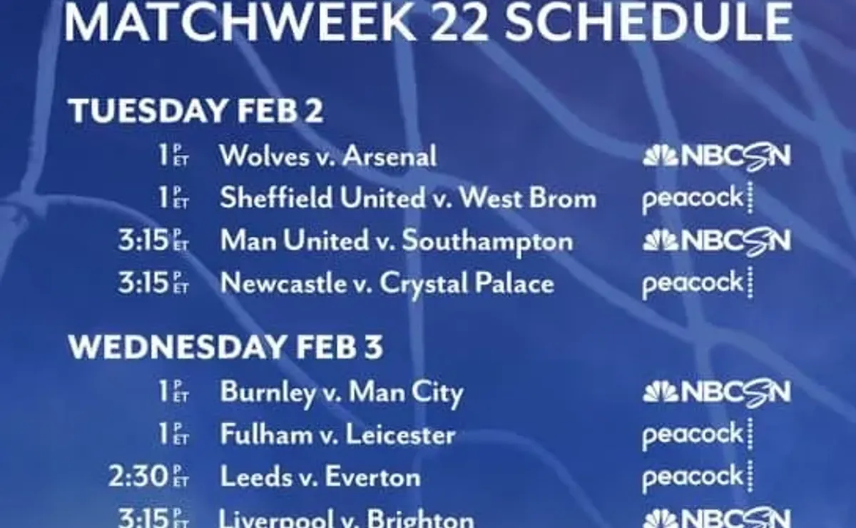 Peacock discount epl fixtures