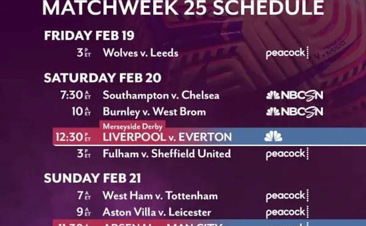 Premier League TV channel schedule on Peacock - World Soccer Talk