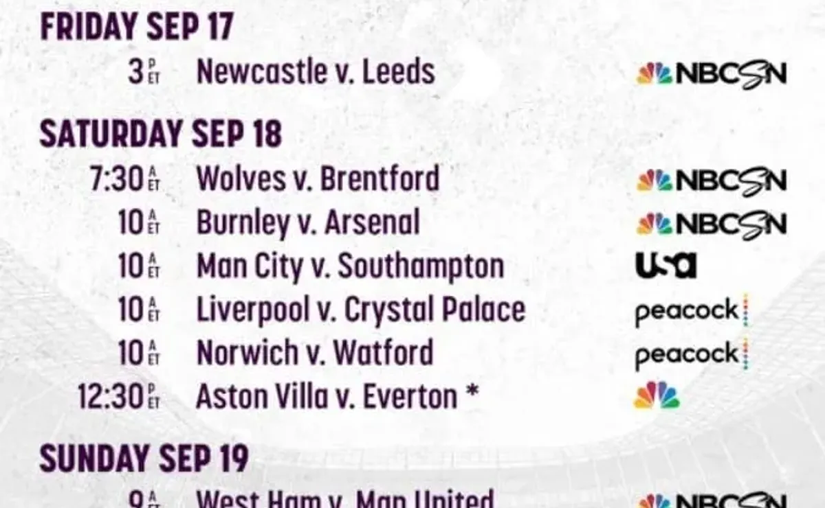 Premier league deals tv schedule usa