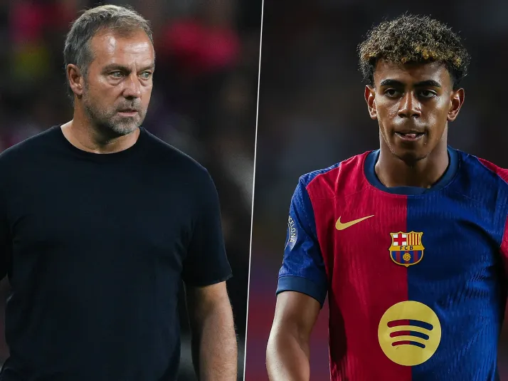 Hansi Flick, directo con Lamine Yamal tras su enojo por el cambio vs. Young Boys - Bolavip