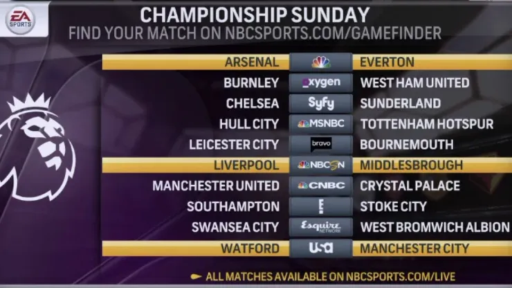 NBCU Presents All 10 Premier League 'Championship Sunday' Matches Across 10  Networks