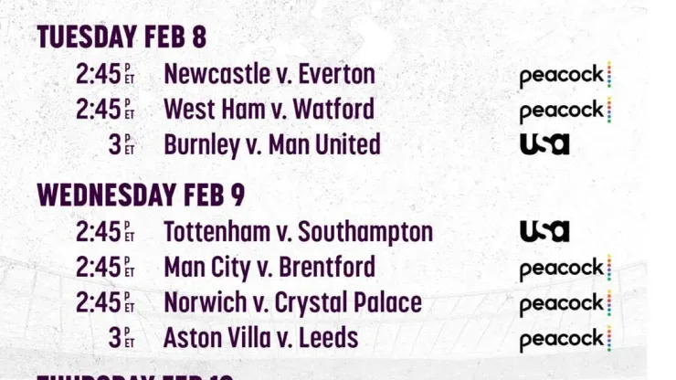 Epl tv schedule online today