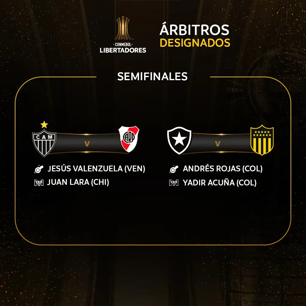 Conmebol informó los árbitros para la revancha de las semifinales de la Copa Libertadores.