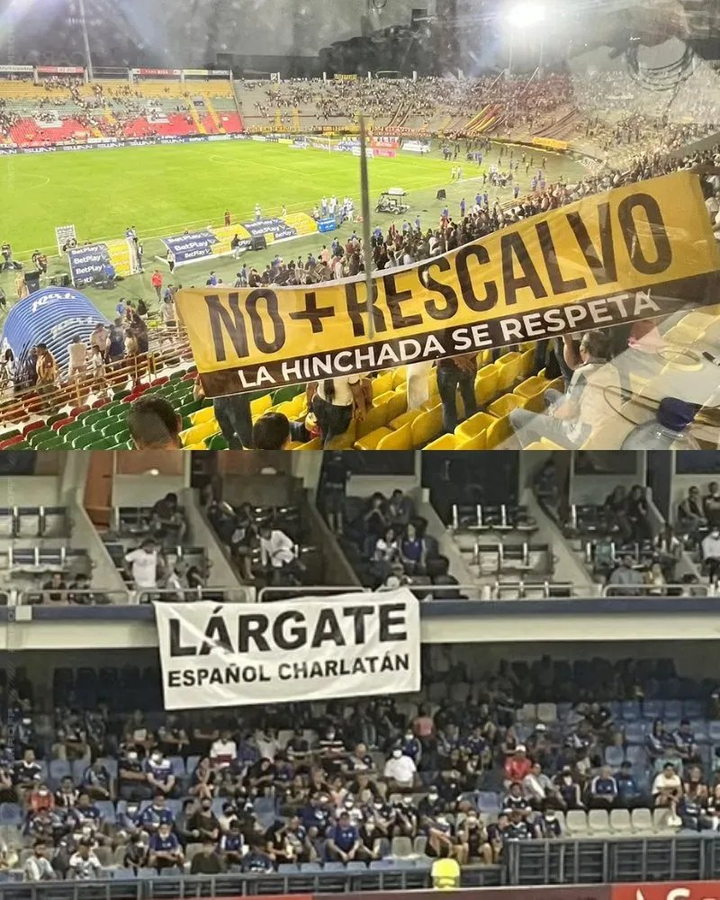 La bandera para Ismael Rescalvo en Colombia. (Foto: @MrOFFSIDER)