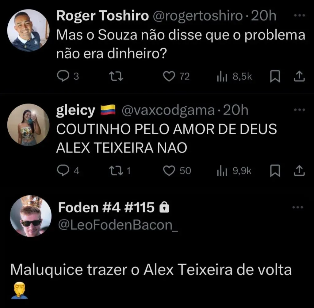 O que dizem os fanáticos sobre o possível retorno de  Alex Teixeira e Souza