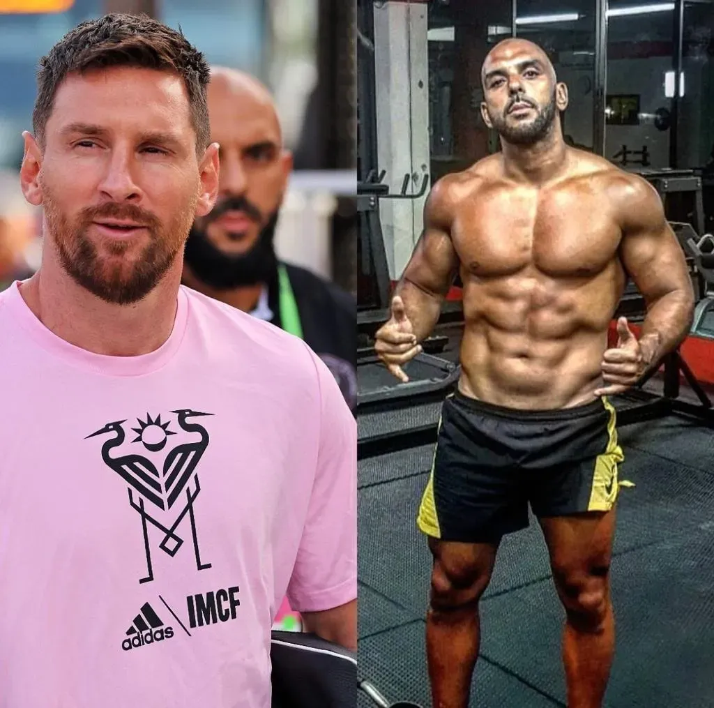Lionel Messi and his bodyguard, Yassine Cheuko