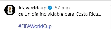 El mensaje de la FIFA en su cuenta de Instagram.