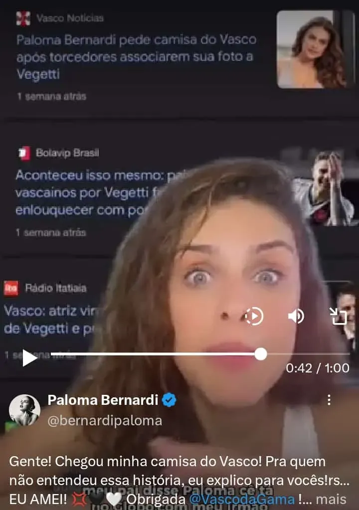 BolaVip saiu no vídeo onde a atriz fala da repercussão da foto.