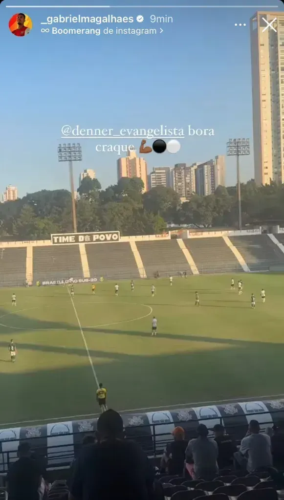 Gabriel Magalhães acompanhou o Sub-20 do Corinthians / Reprodução/Instagram