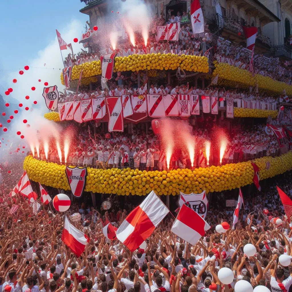 Las playas de Italia repletas de hinchas de River (Foto: Bing Image Generator, Dall-E-3)