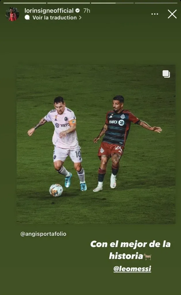 Lorenzo Insigne destacó su duelo contra Messi (Instagram @lorinsigneofficial).