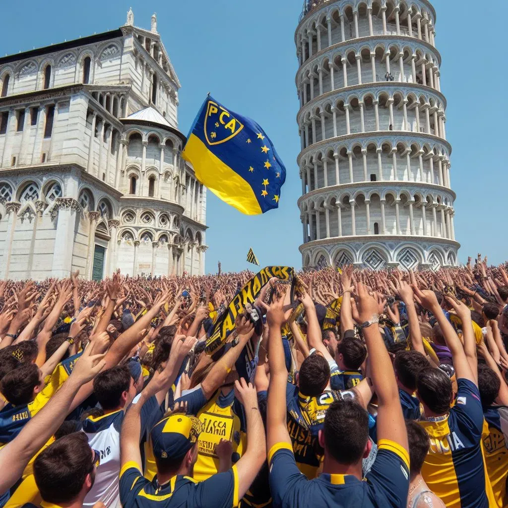 Una multitud de Boca en Italia. (Foto: Bing Image Generator, Dall-E-3)