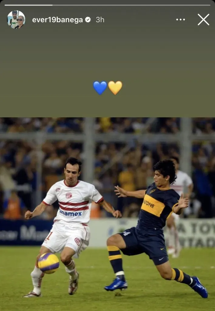 El posteo de Éver Banega en su historia de su cuenta de Instagram.