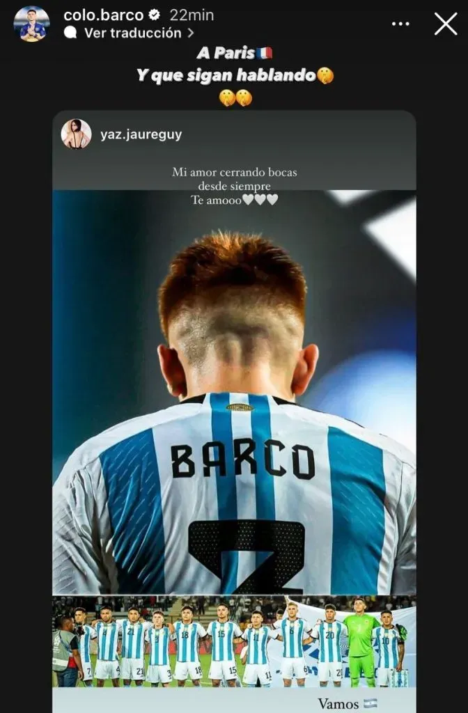 La historia del Colo Barco en Instagram.