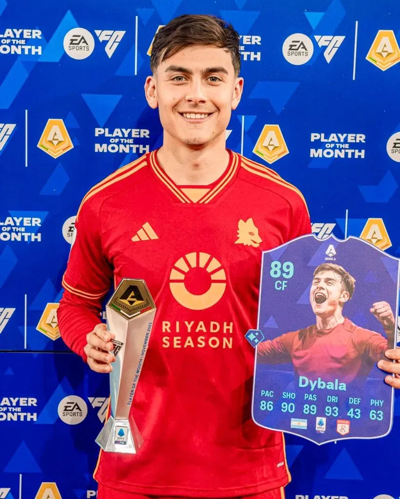 Dybala fue el jugador que más premios a jugador del mes ganó en una misma temporada de Serie A (4) y lo hizo en la última campaña con Roma.