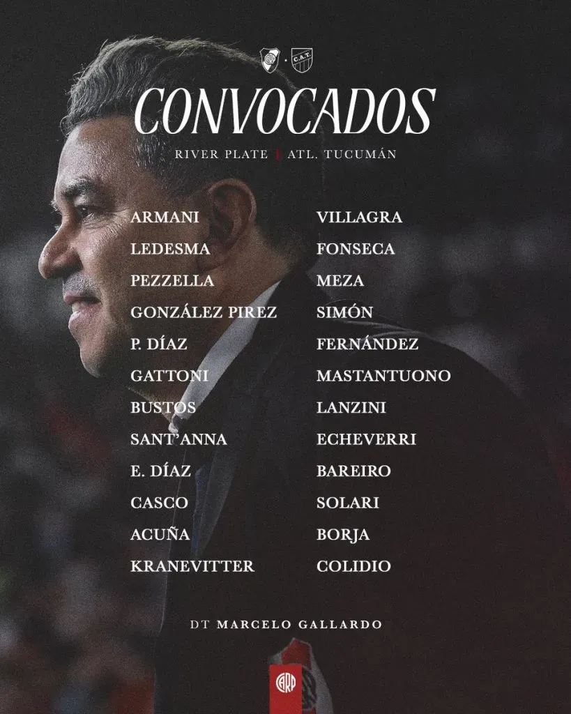 La lista de convocados.