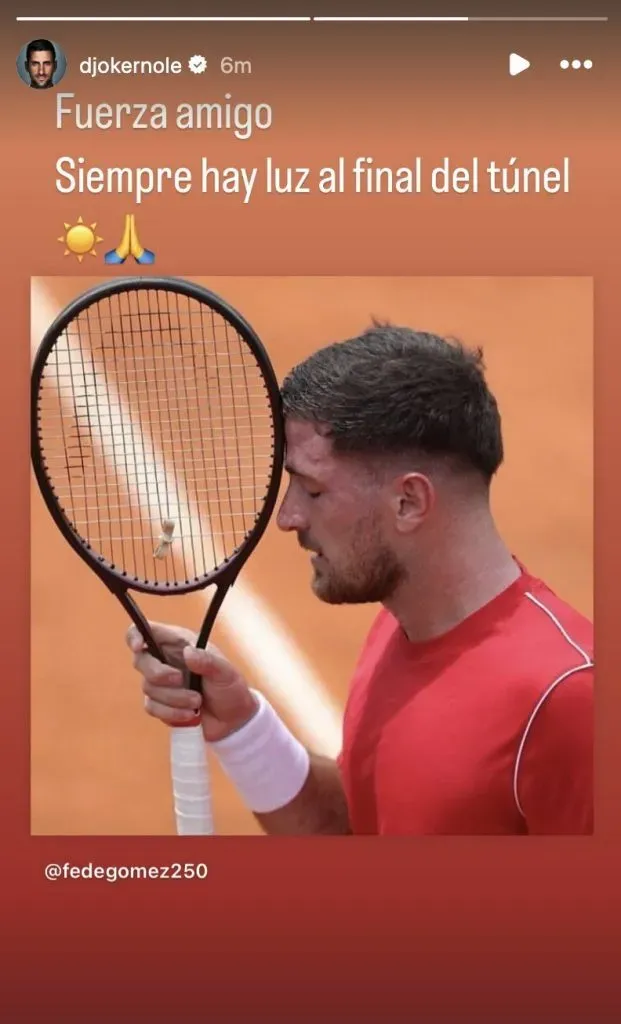 Djokovic muestra su apoyo a Fede Gómez tras revelar su lucha contra la salud mental