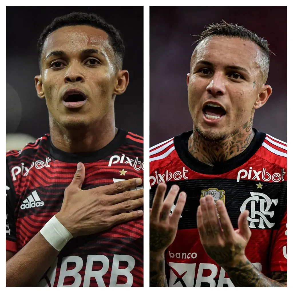 Fotos: Thiago Ribeiro/AGIF – Lázaro deixou o Flamengo em 2022, enquanto Everton Cebolinha chegou no mesmo ano