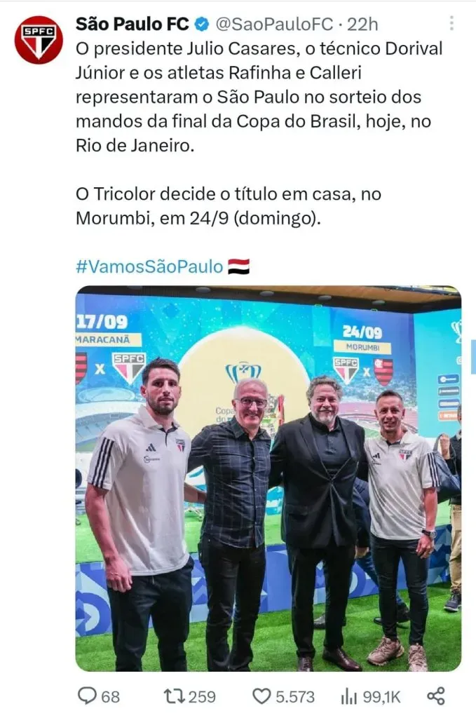 São Paulo decide em casa o título da Copa do Brasil contra o