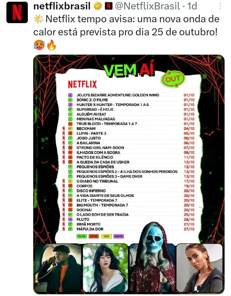 Foto: Twitter/Netflix Brasil
