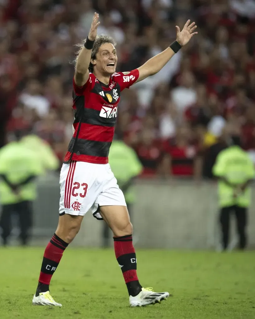 David Luiz, jogador do Flamengo, durante partida contra o Olimpia no estádio Maracana pelo campeonato Libertadores 2023. Foto: Jorge Rodrigues/AGIF