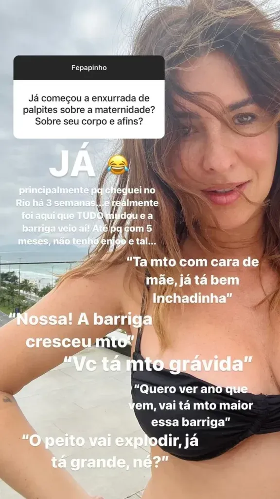 Fe Paes Leme expõe comentários. Reprodução: Instagram/Fe Paes Leme