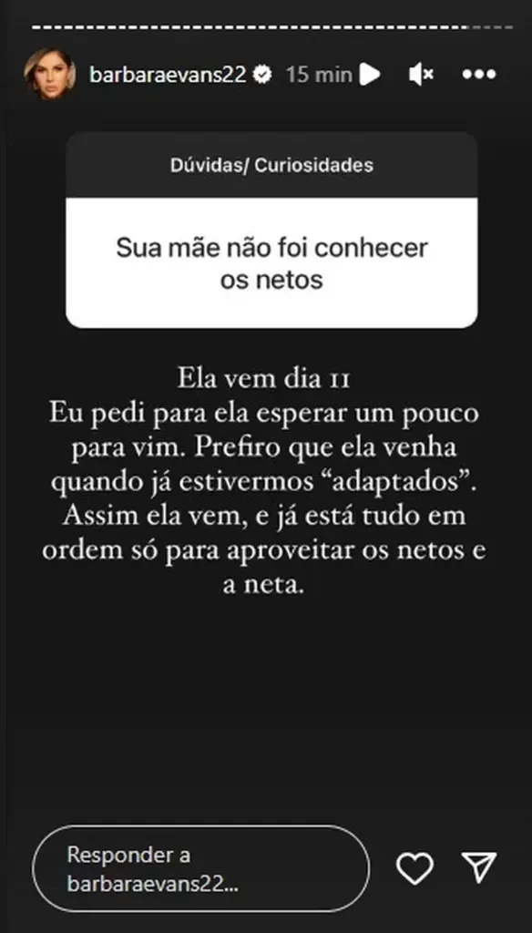 Bárbara Evans fala sobre Monique. Reprodução: Instagram/Monique Evans