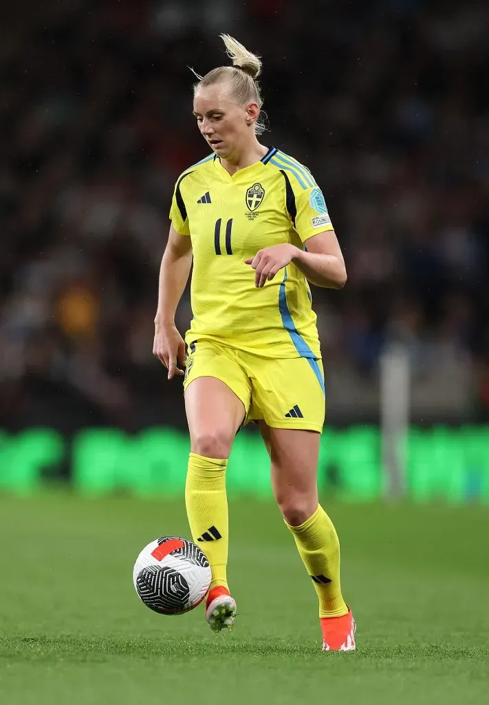 LONDON, ENGLAND – APRIL 05: Stina Blackstenius of Sweden during the UEFA Women’s European Qualifier match between England and Sweden on April 05, 2024 in London, England. (Photo by Julian Finney/Getty Images)