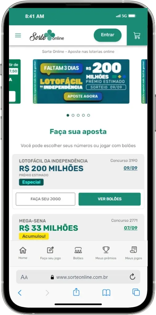 Sorte Online Aplicativo