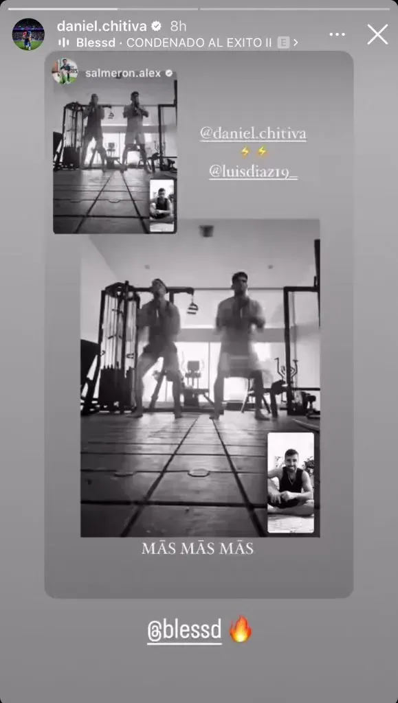 Muñoz y Díaz entrenando. (Foto: Instagram / @daniel.chitiva)