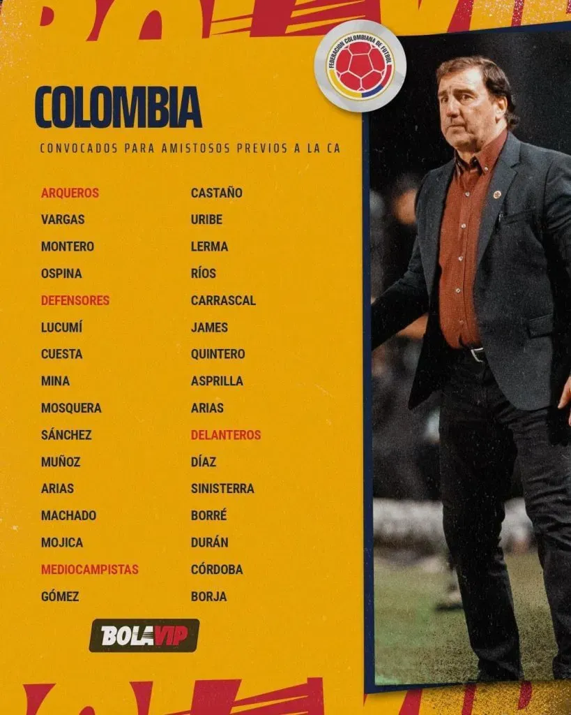 Convocados de Colombia para amistosos previos a la Copa América. (Foto: Bolavip)