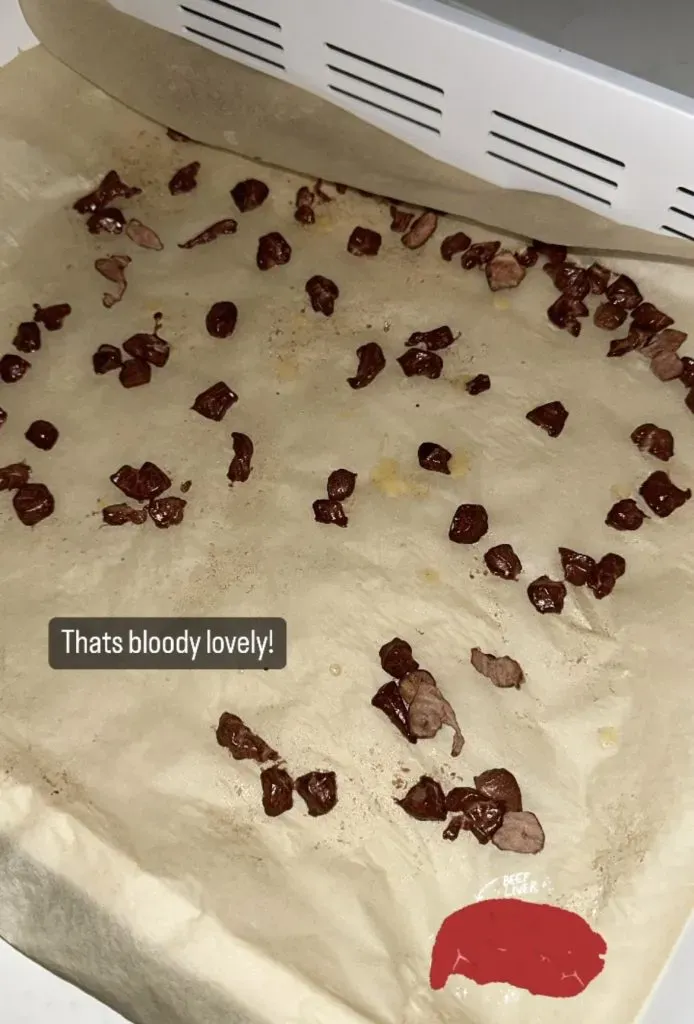 Historia de Instagram de Erling Haaland sobre su cena: hígado.