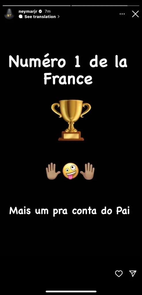 El mensaje de Neymar a la distancia (Instagram @neymarjr)
