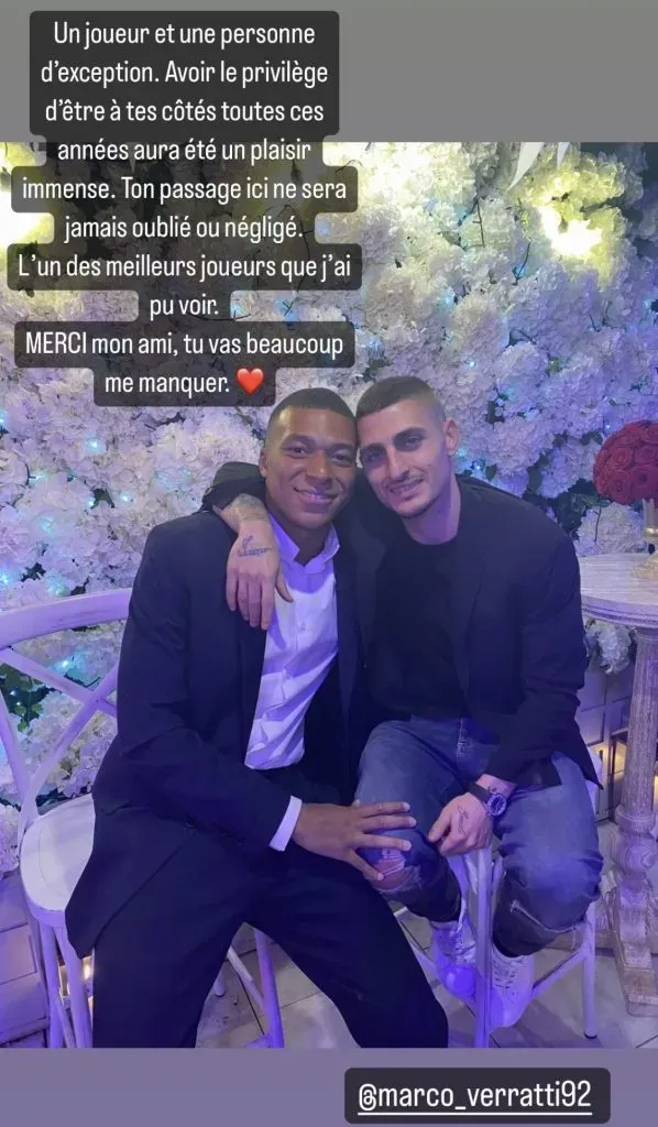 Mbappé se despidió de Verratti