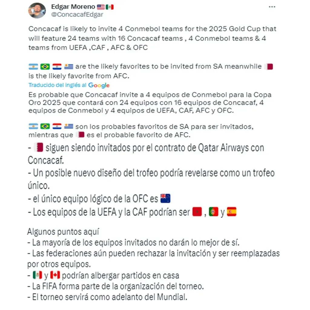 La Copa de Oro 2025 tendría a equipos de la Conmebol.