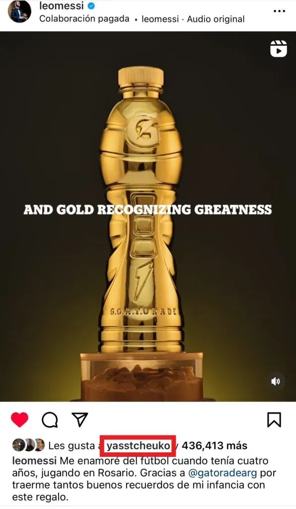 Regalo de Gatorade a Messi (Foto: Instagram / @leomessi)