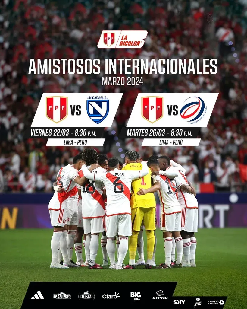 Perú confirmó sus dos amistosos internacionales. (Foto: FPF).