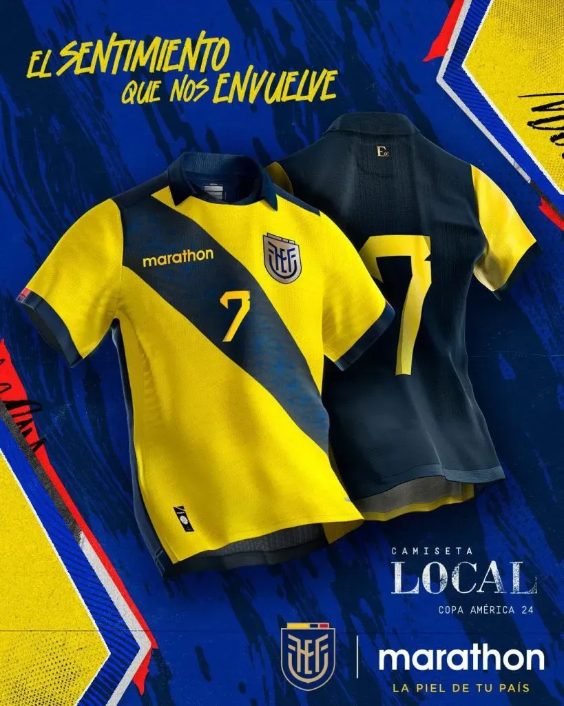 Este es el diseño de la camiseta de la Selección de Ecuador. (Foto: Marathon Sports)