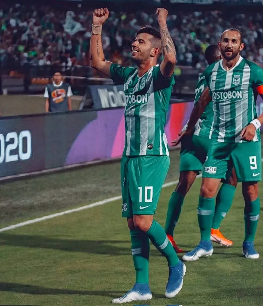 Pablo Ceppelini y Hernán Barcos en Atlético Nacional. (Foto: Twitter).