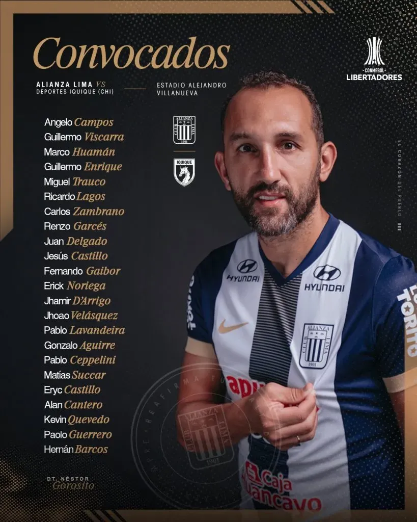 Convocados para jugar contra Deportes Iquique. (Foto: Alianza Lima).