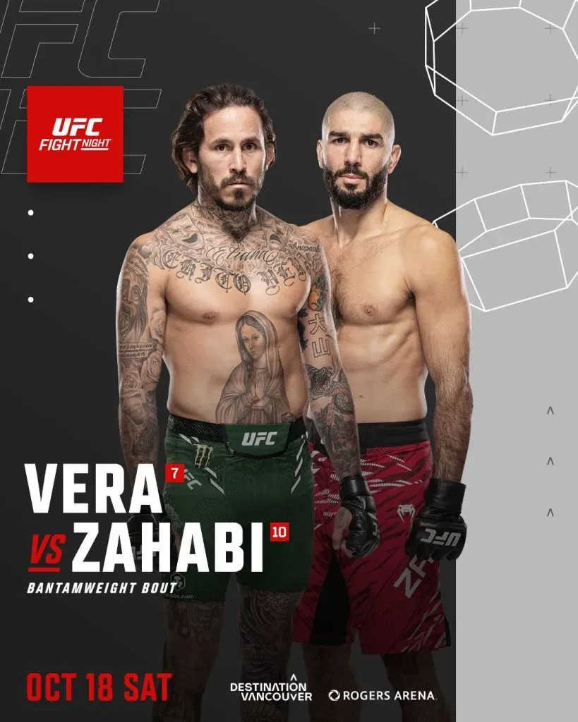 Poster oficial Vera vs. Zahabi. Foto: UFC.
