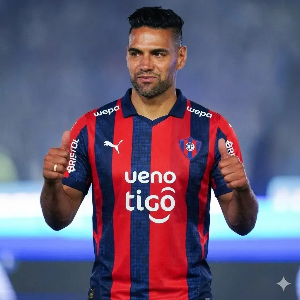 Radamel Falcao con la playera de Cerro Porteño (Imagen generada con la IA de Google Gemini)
