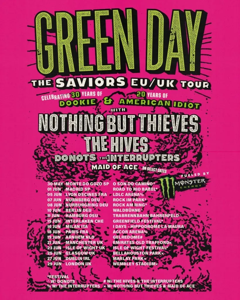 Green Day The Saviors Tour ¿Cuándo y dónde se presentan? Spoiler