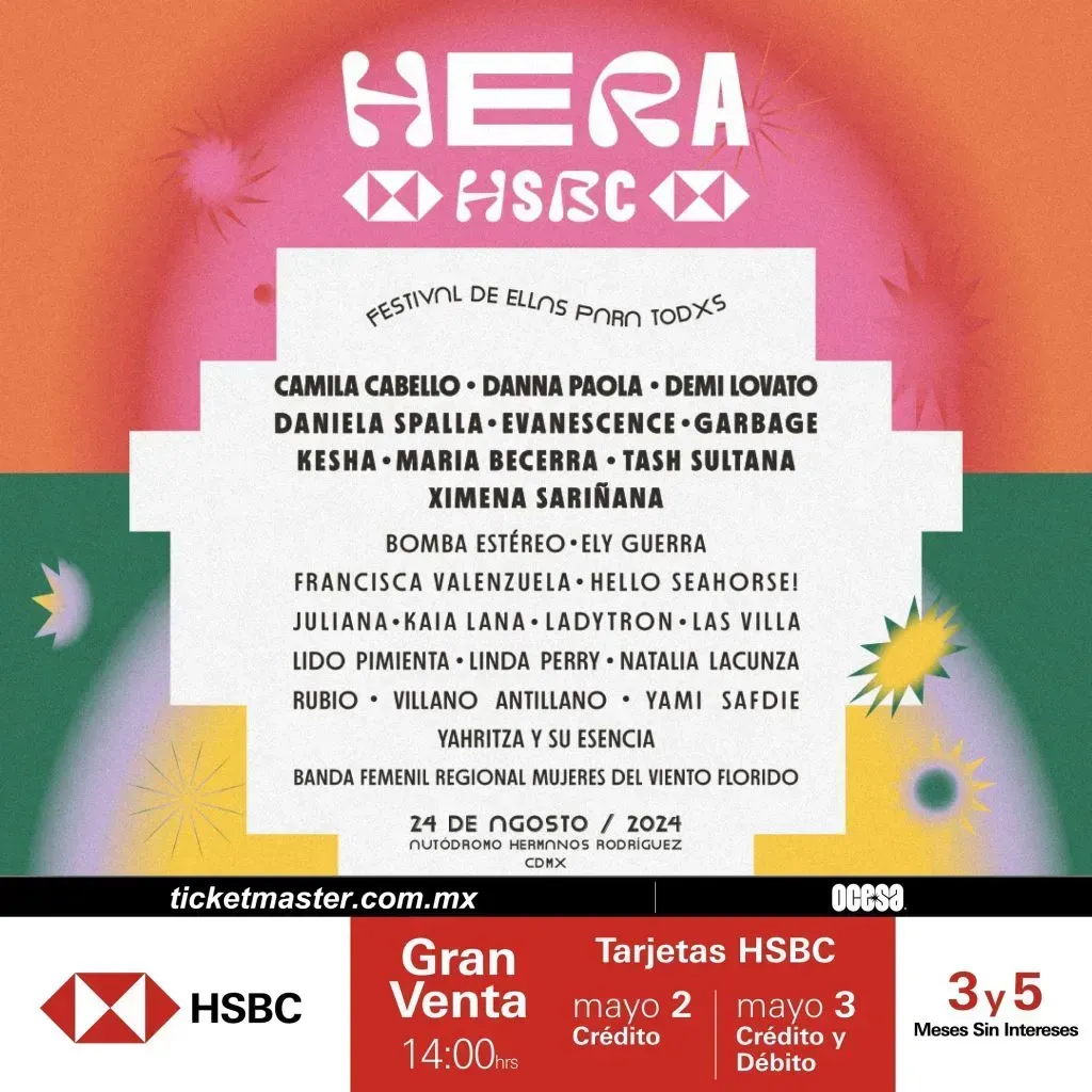 Así es el Cartel completo del Festival HERA HSBC en México 2024.