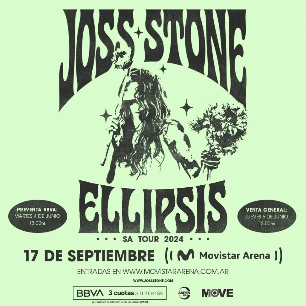 Se revelaron detalles de entradas para Joss Stone en el Movistar Arena de Argentina 2024.