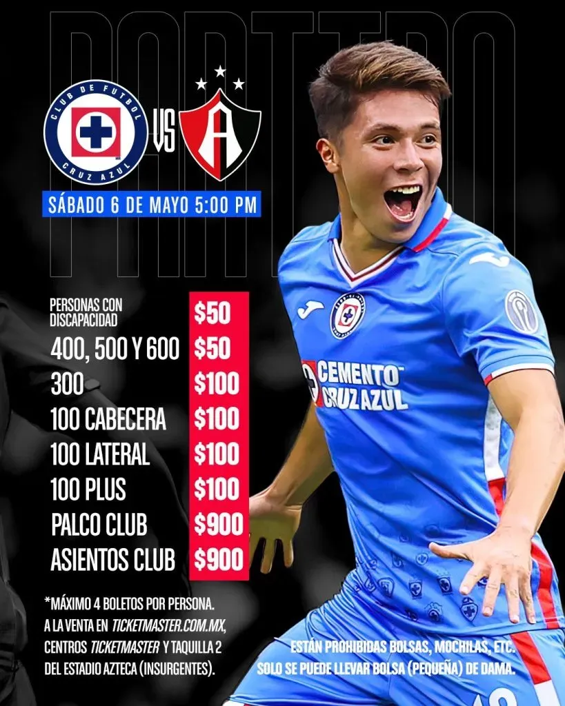 Precio de las localidades (Cruz Azul)