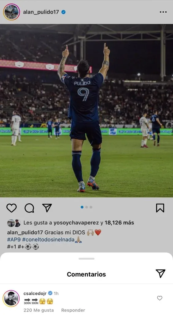 El mensaje de Carlos Salcedo a Alan Pulido (Instagram)
