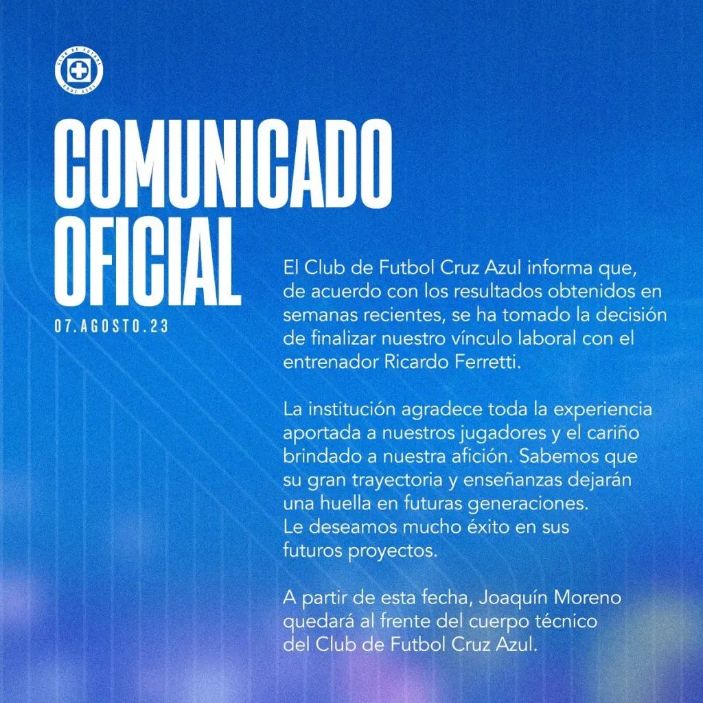 Comunicado de Cruz Azul