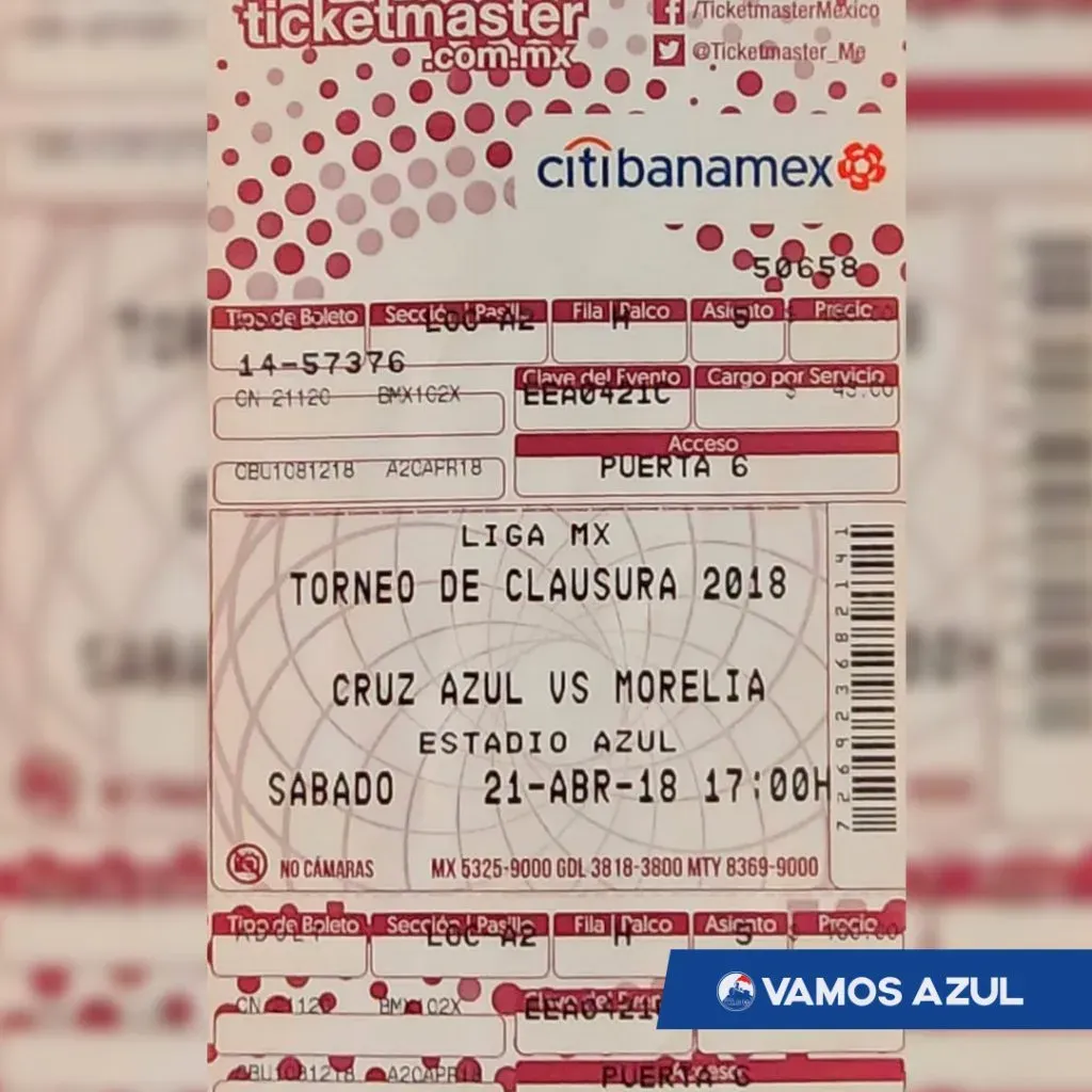 Así fue el último boleto para el Estadio Azul. (Foto: Vamos Azul)